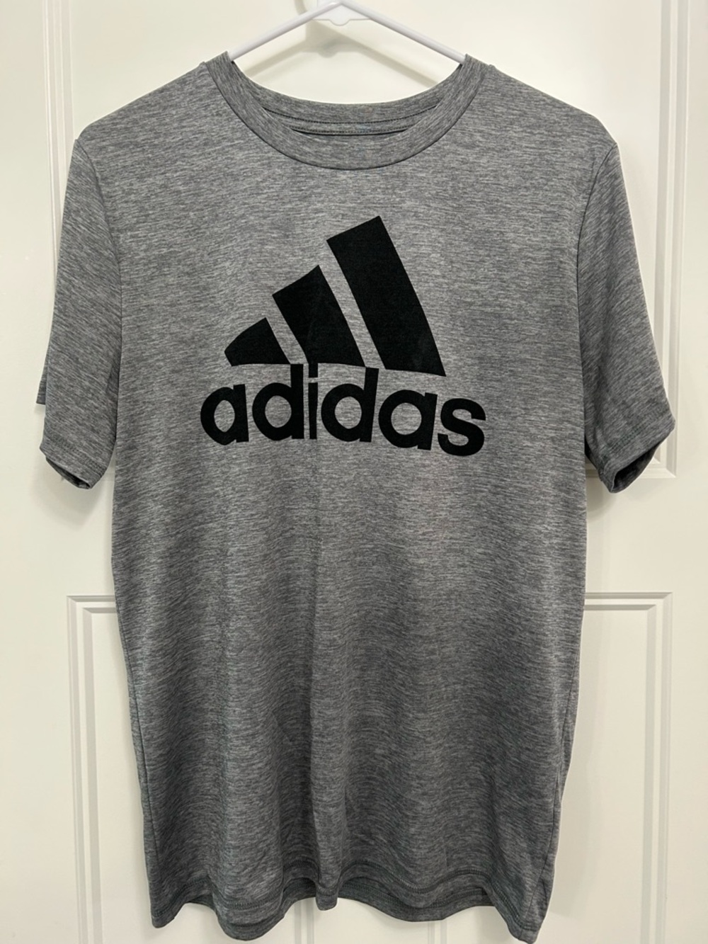 Boys Adidas Gray Heather Tee with Black Logo - Size L (14-16)